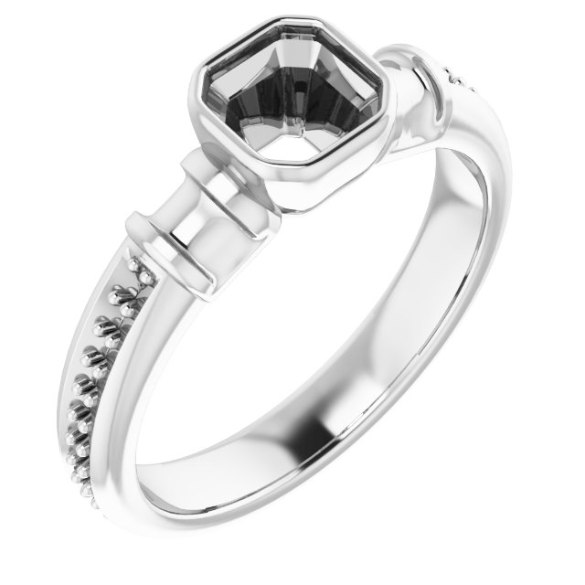 Bezel-Set Baguette Accented Engagement Ring