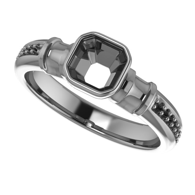 4 mm Square Engagement Ring Mounting view 5