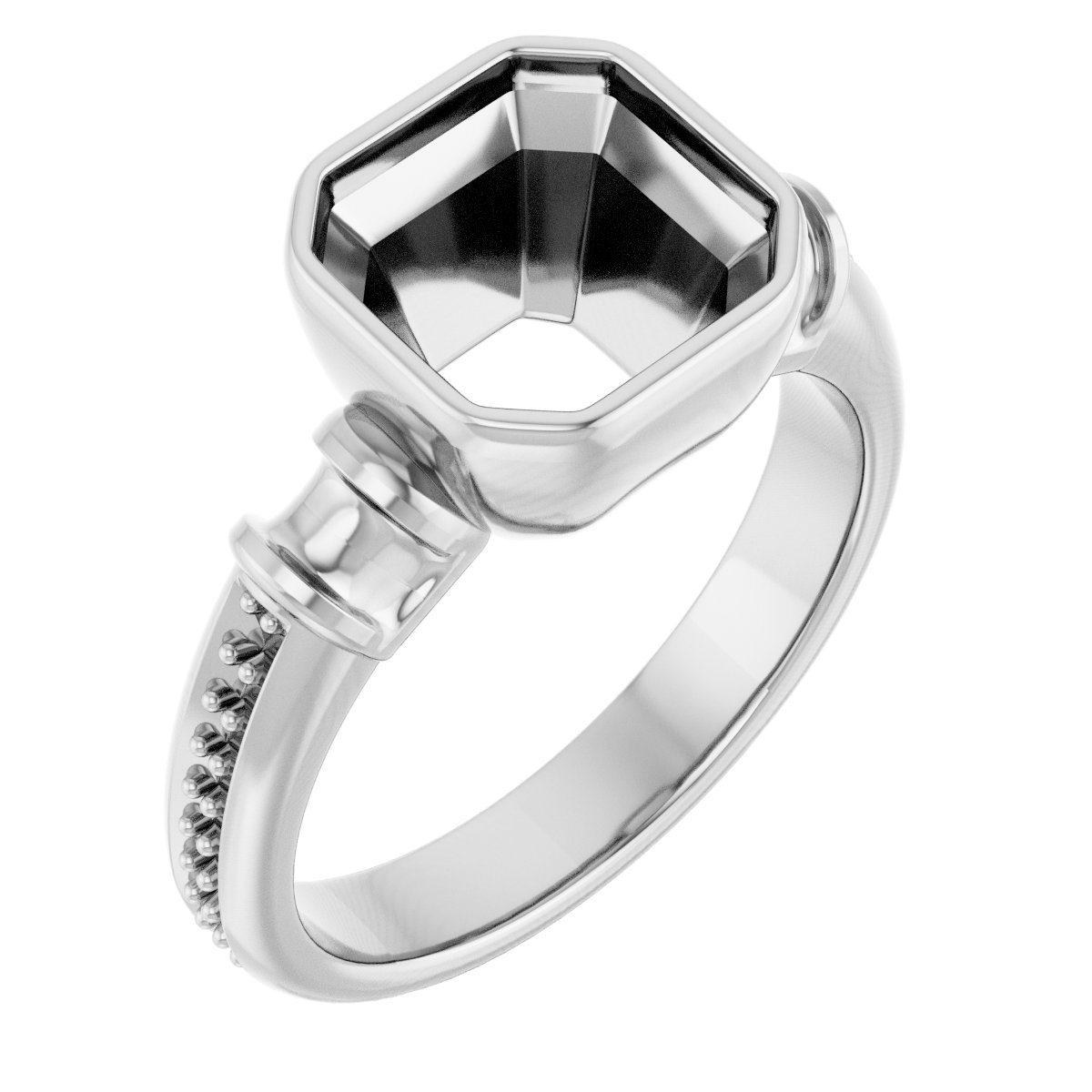 Bezel-Set Baguette Accented Engagement Ring