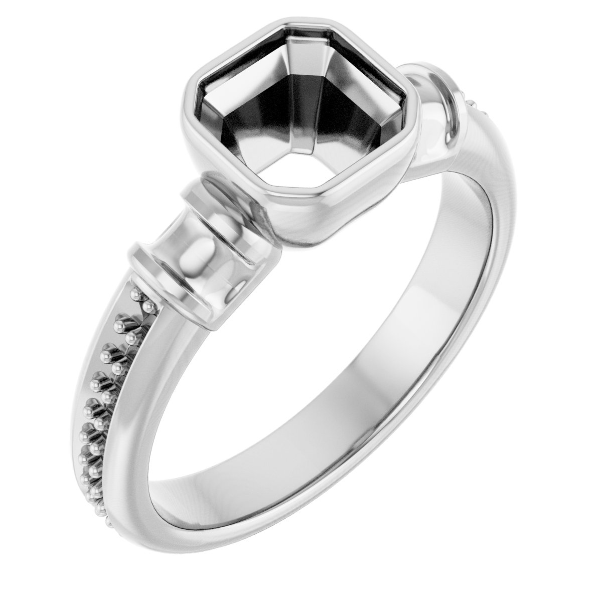 Bezel-Set Baguette Accented Engagement Ring