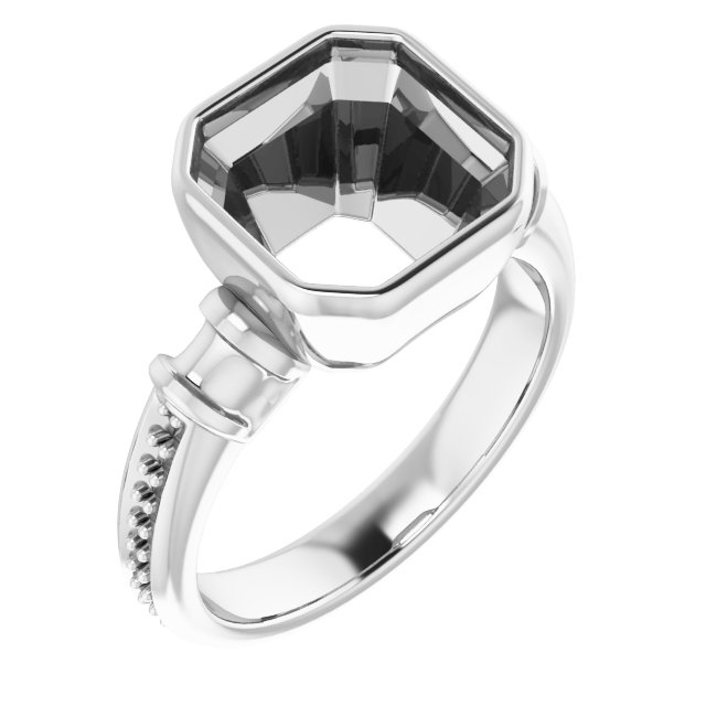 Bezel-Set Baguette Accented Engagement Ring