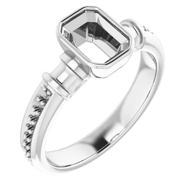 Bezel-Set Baguette Accented Engagement Ring