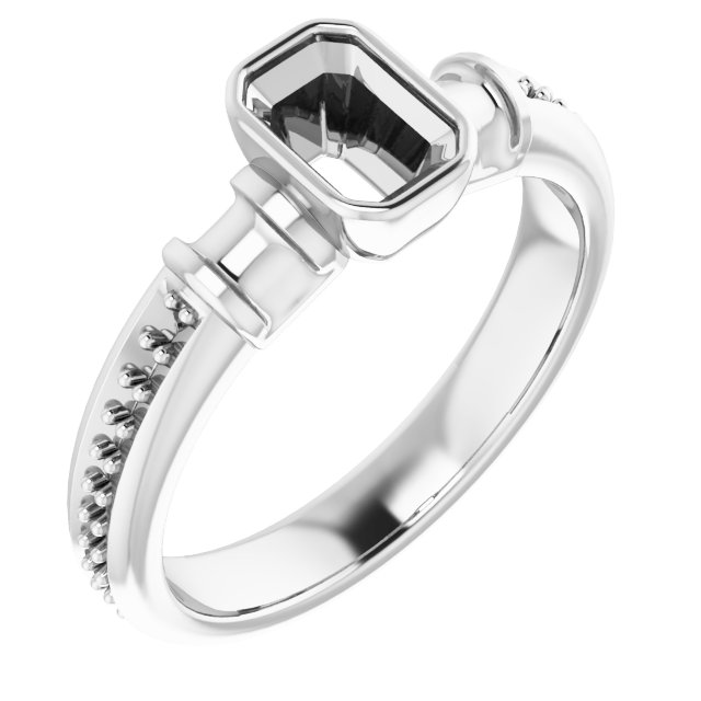 Bezel-Set Baguette Accented Engagement Ring
