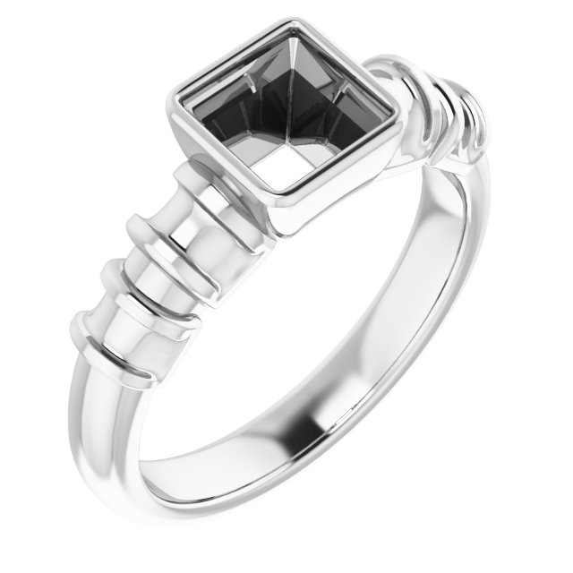 Bezel-Set Baguette Accented Engagement Ring