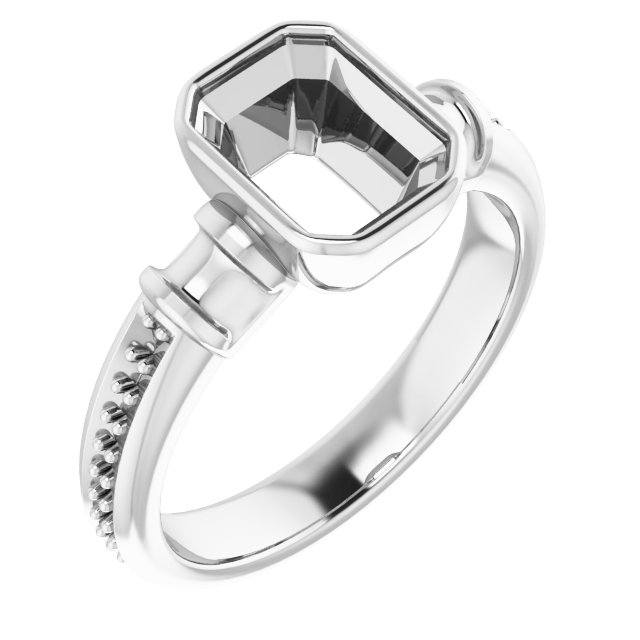 Bezel-Set Baguette Accented Engagement Ring
