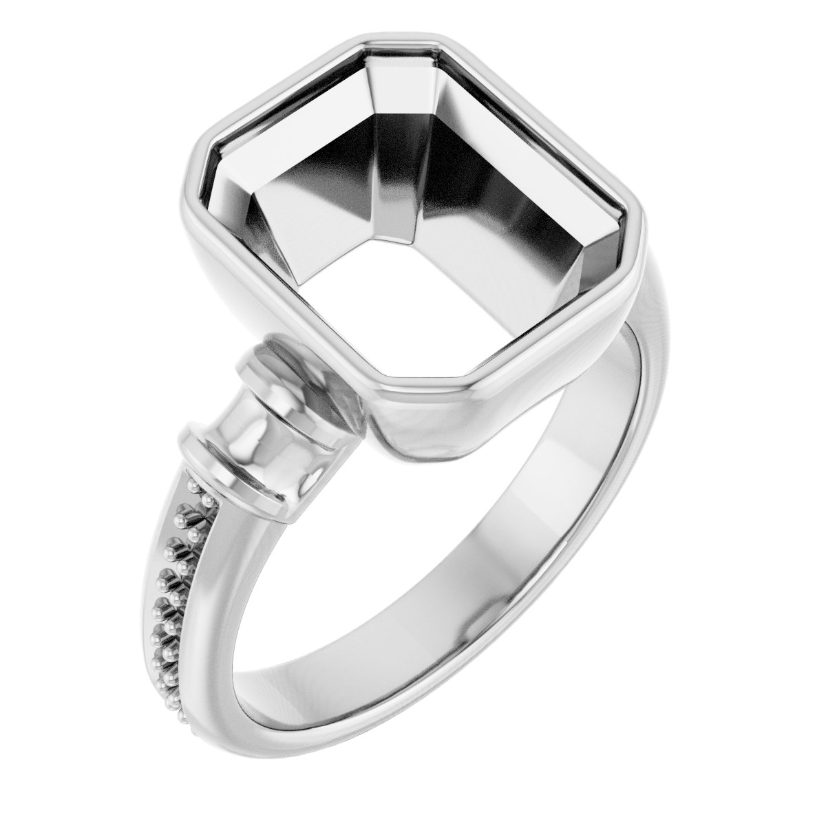 Bezel-Set Baguette Accented Engagement Ring