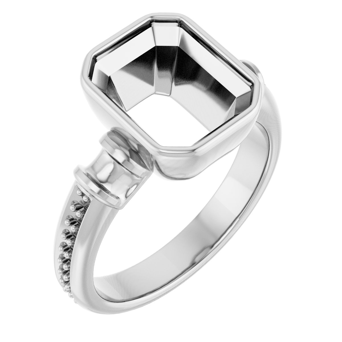 Bezel-Set Baguette Accented Engagement Ring
