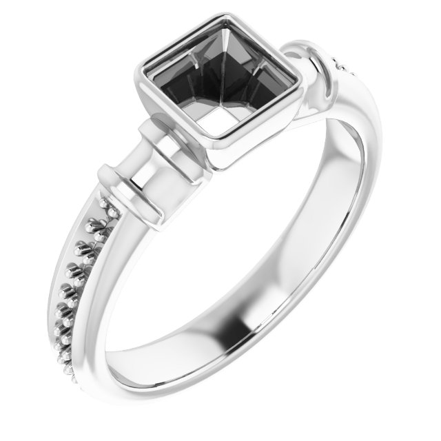Bezel-Set Baguette Accented Engagement Ring