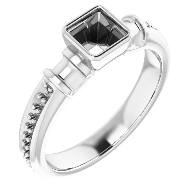 Bezel-Set Baguette Accented Engagement Ring