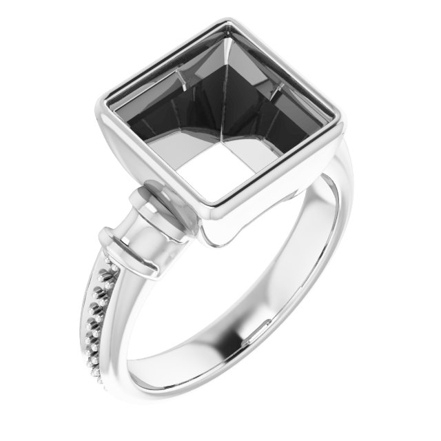 Bezel-Set Baguette Accented Engagement Ring