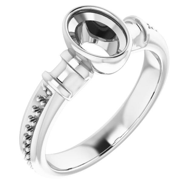 Bezel-Set Baguette Accented Engagement Ring