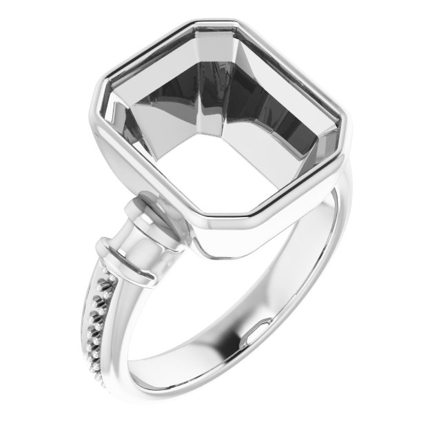Bezel-Set Baguette Accented Engagement Ring