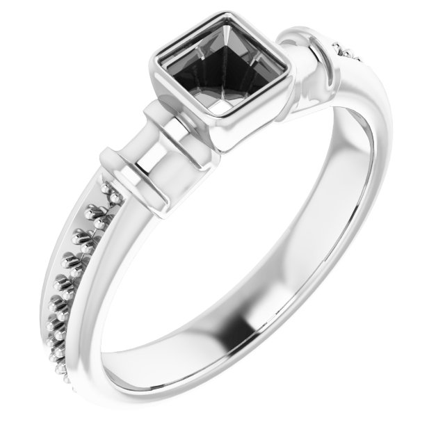 Bezel-Set Baguette Accented Engagement Ring