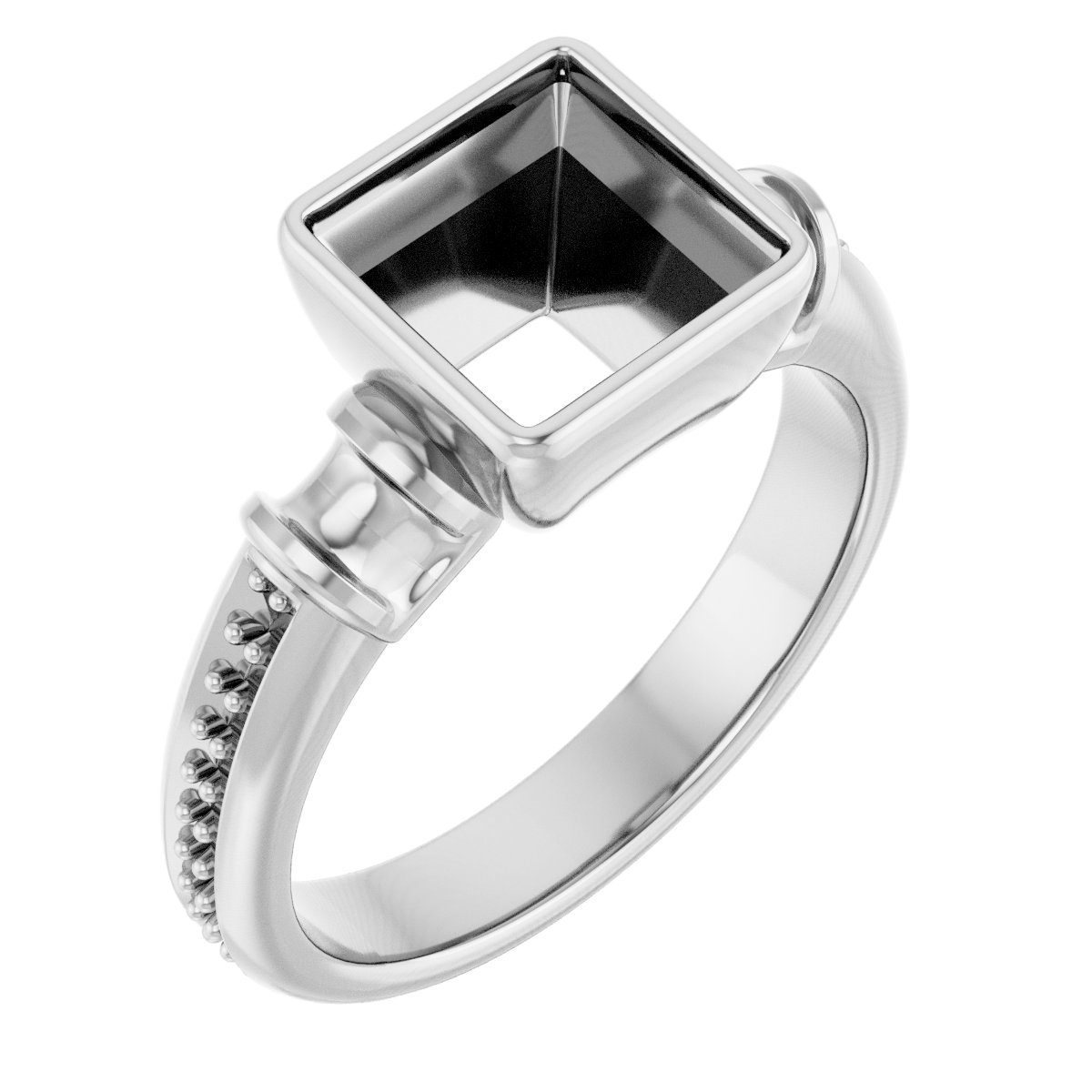 Bezel-Set Baguette Accented Engagement Ring
