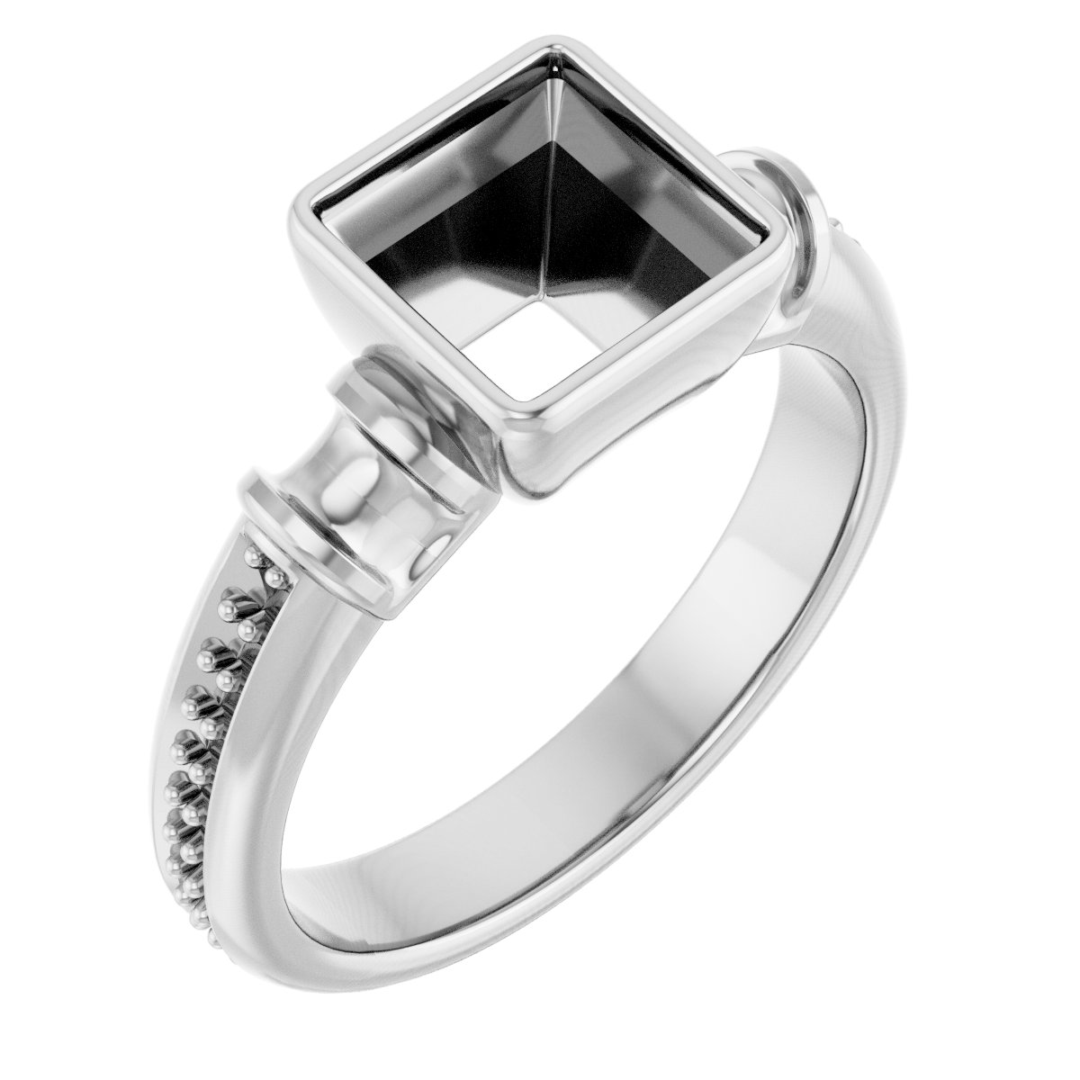 Bezel-Set Baguette Accented Engagement Ring