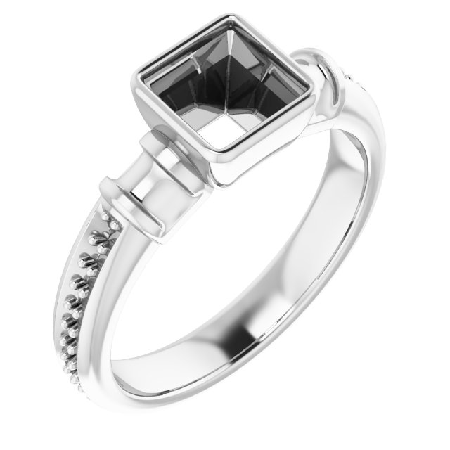 Bezel-Set Baguette Accented Engagement Ring
