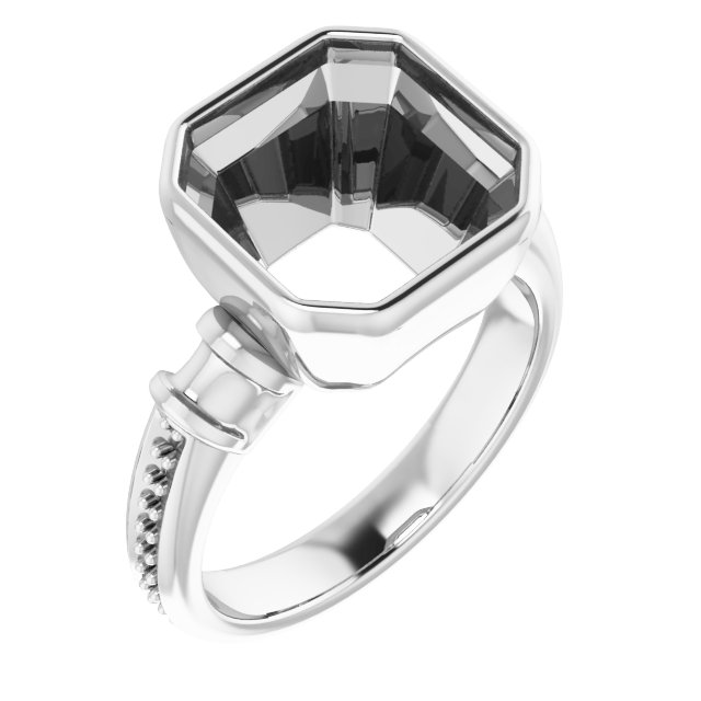 Bezel-Set Baguette Accented Engagement Ring