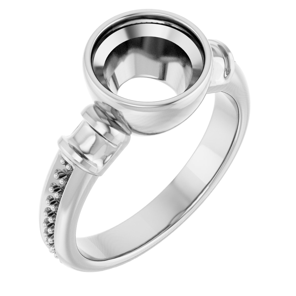 Bezel-Set Baguette Accented Engagement Ring