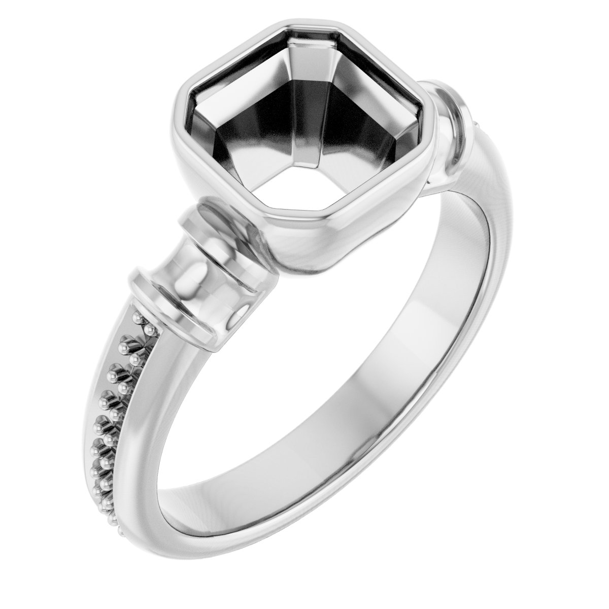 Bezel-Set Baguette Accented Engagement Ring