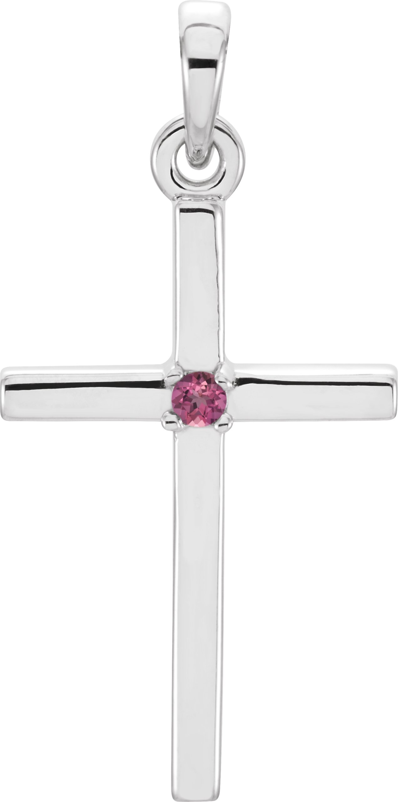 14K White 22.65x11.4 mm Pink Tourmaline Cross Pendant Ref. 11215143