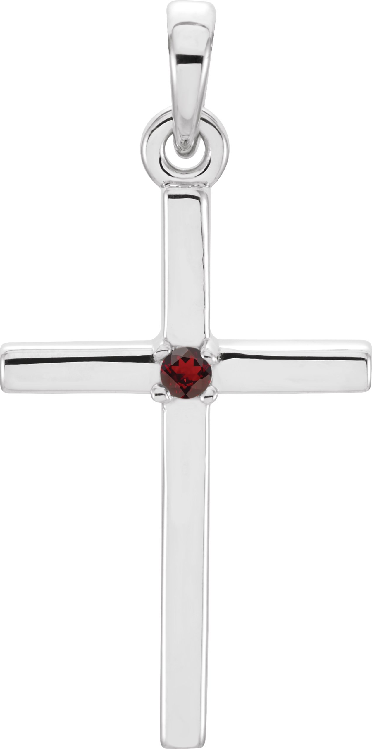 14K White 19.2x9 mm Garnet Cross Pendant Ref. 13246318