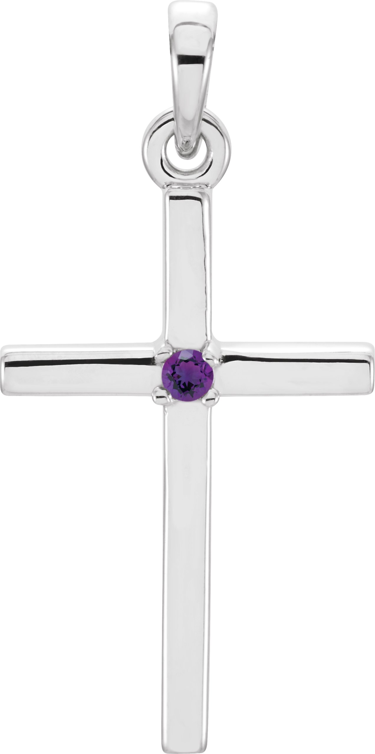 14K White 22.65x11.4 mm Amethyst Cross Pendant Ref. 11207139