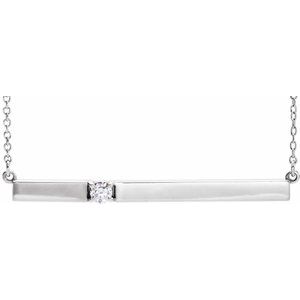 14K White 1/10 CTW Diamond Bar 17.5" Necklace