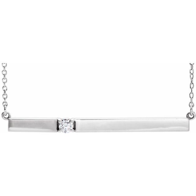 14K White 1/10 CTW Diamond Bar 17.5" Necklace