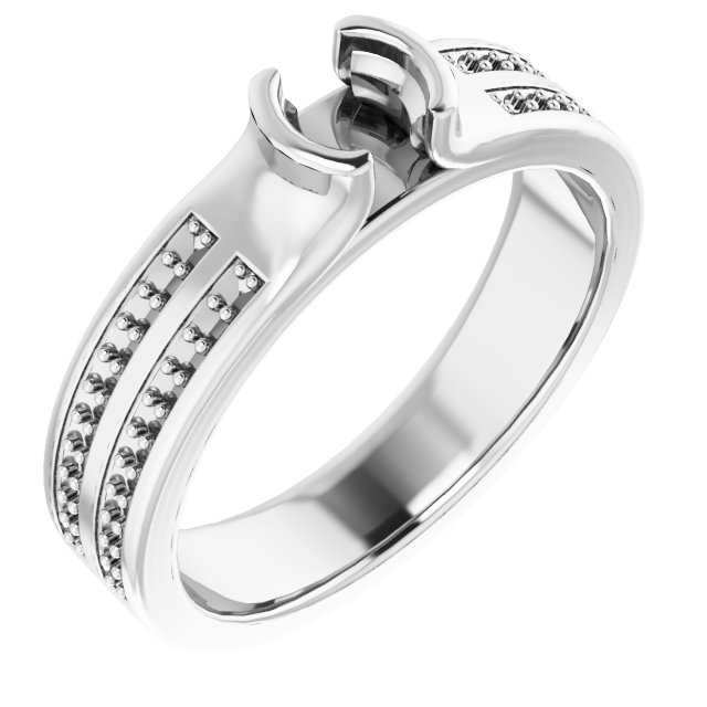 Half-Bezel Accented Engagement Ring