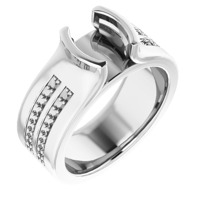 Half-Bezel Accented Engagement Ring