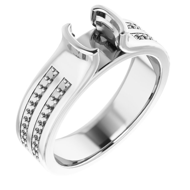 Half-Bezel Accented Engagement Ring