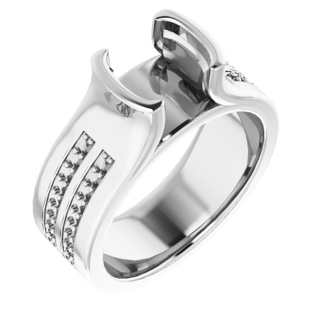 Half-Bezel Accented Engagement Ring