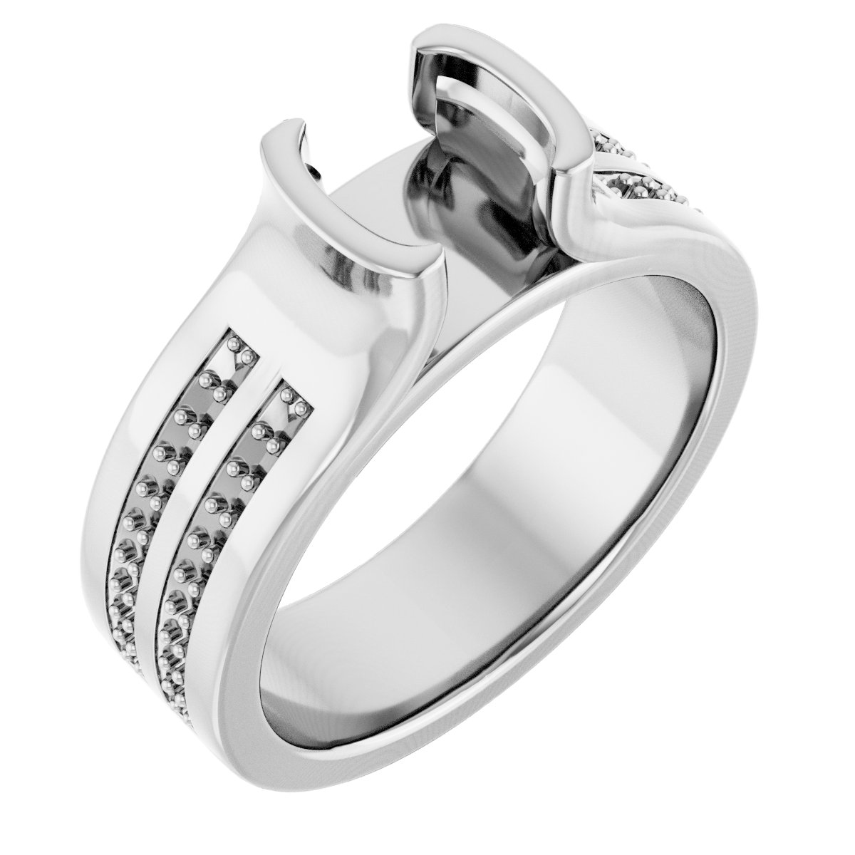 Half-Bezel Accented Engagement Ring