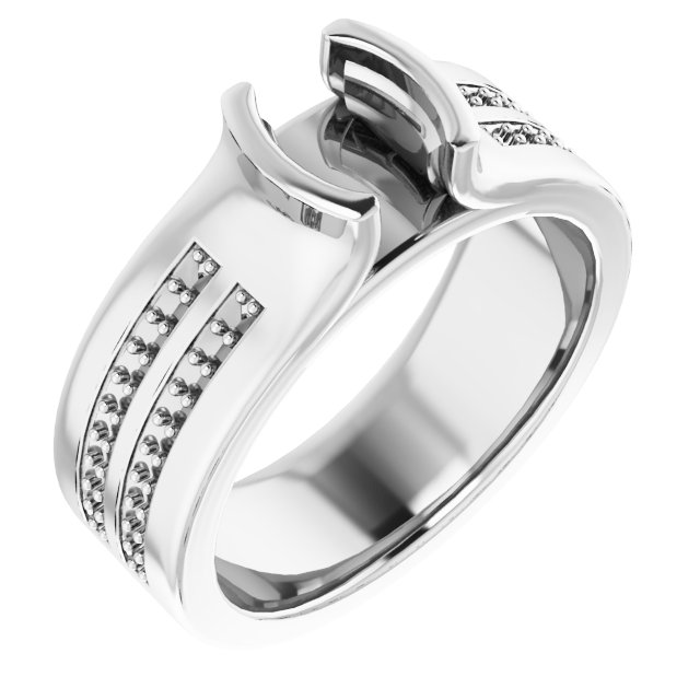 Half-Bezel Accented Engagement Ring