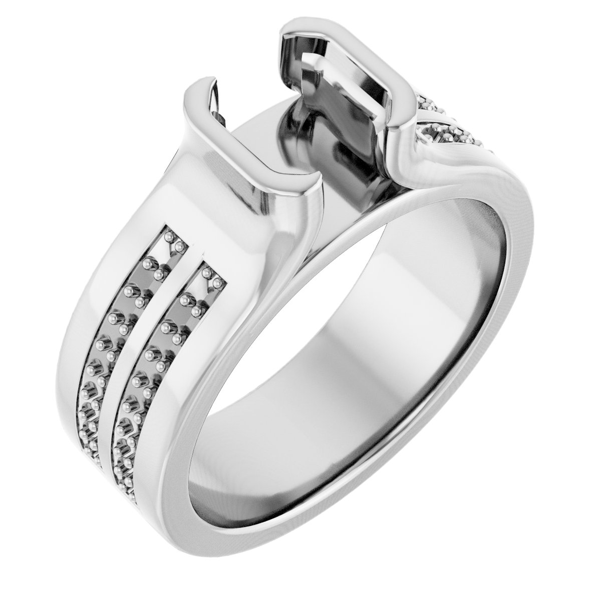 Half-Bezel Accented Engagement Ring