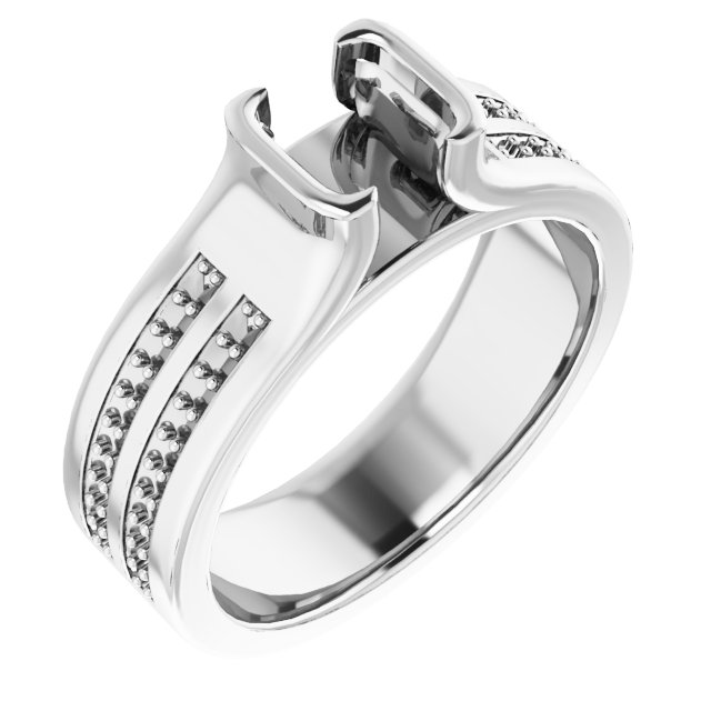 Half-Bezel Accented Engagement Ring