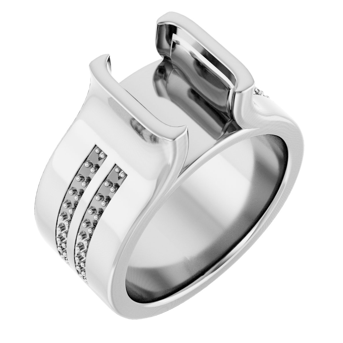 Half-Bezel Accented Engagement Ring