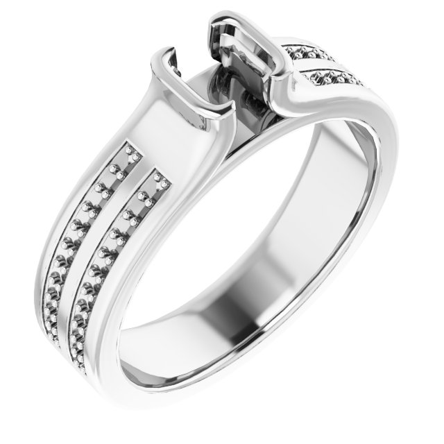 Half-Bezel Accented Engagement Ring