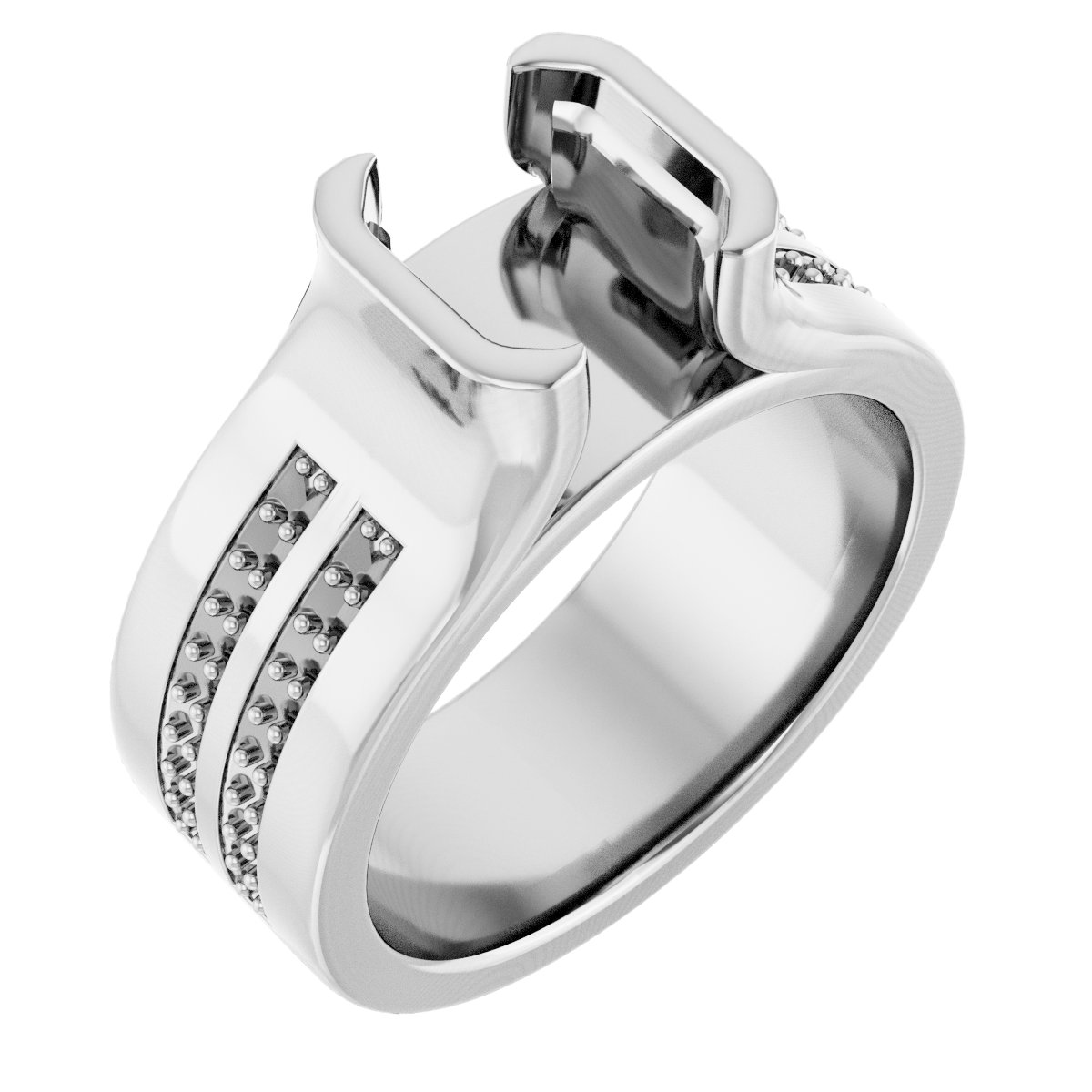 Half-Bezel Accented Engagement Ring
