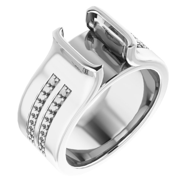 Half-Bezel Accented Engagement Ring