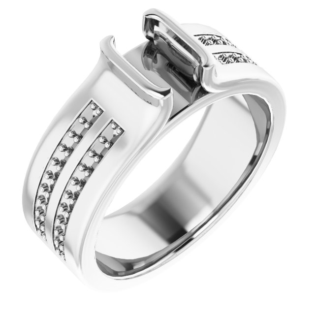Half-Bezel Accented Engagement Ring