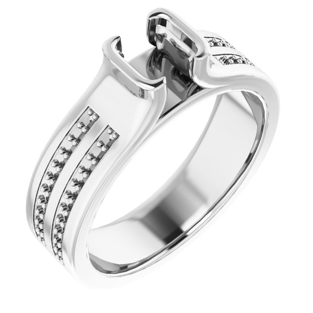 Half-Bezel Accented Engagement Ring