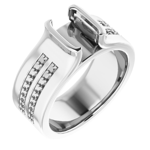 Half-Bezel Accented Engagement Ring
