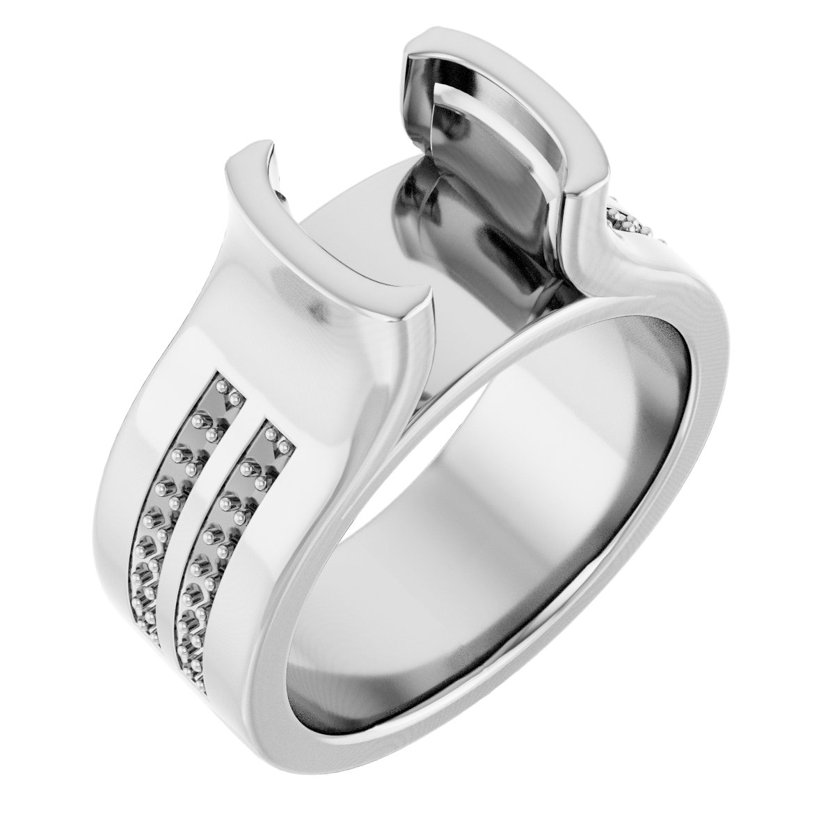 Half-Bezel Accented Engagement Ring