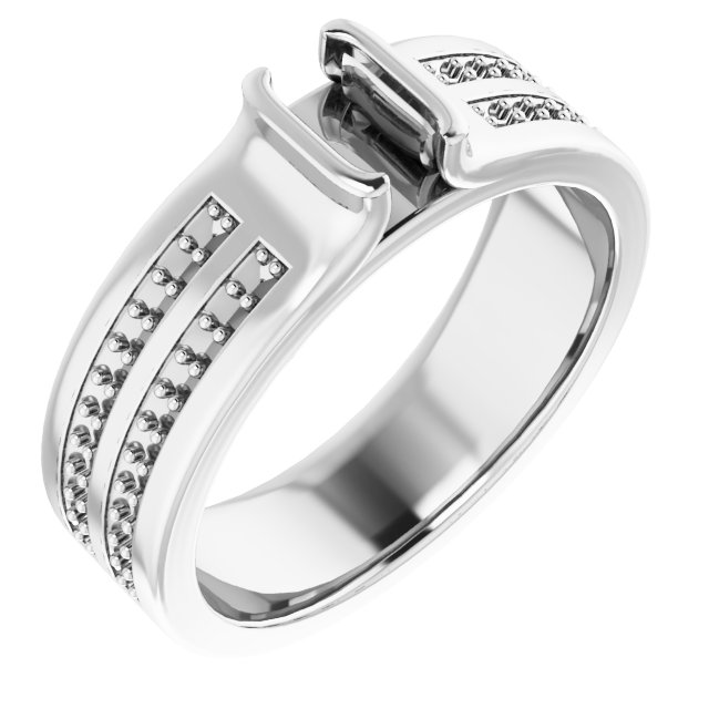 Half-Bezel Accented Engagement Ring