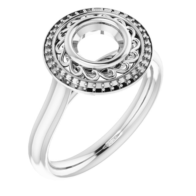 Sculptural Bezel-Set Halo-Style Ring