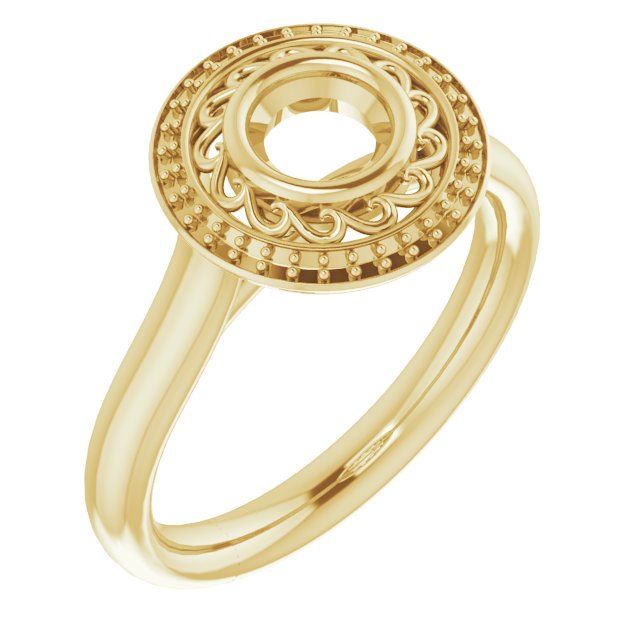Sculptural Bezel-Set Halo-Style Ring