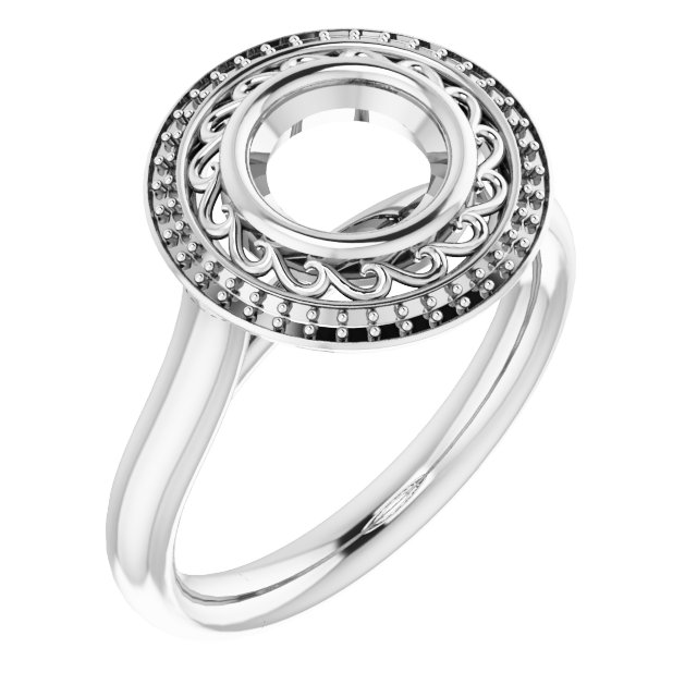 Sculptural Bezel-Set Halo-Style Ring