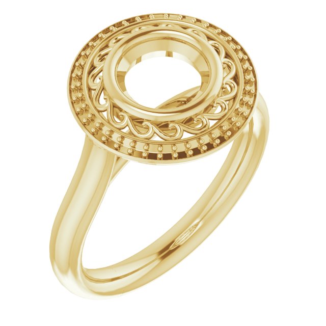 Sculptural Bezel-Set Halo-Style Ring