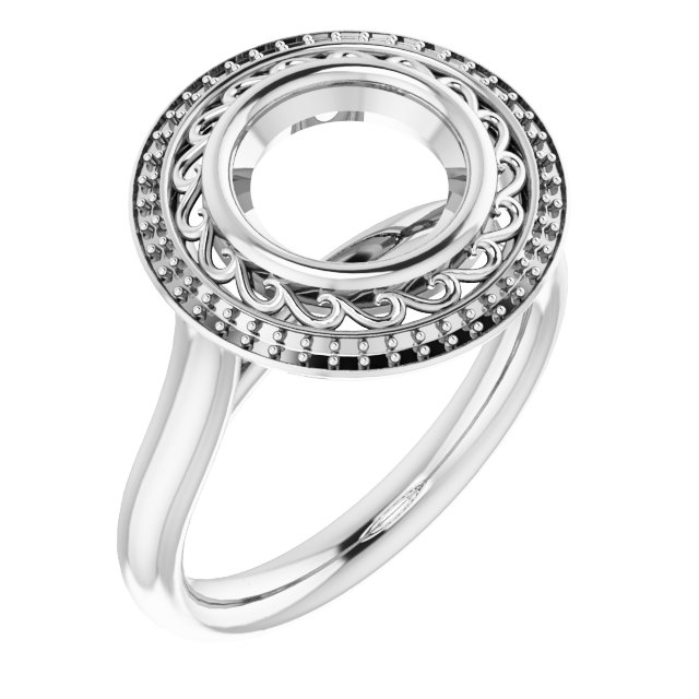 Sculptural Bezel-Set Halo-Style Ring